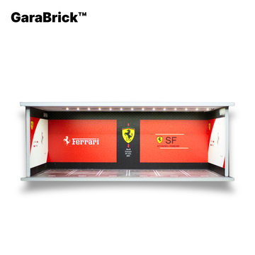 1:64 LED Garage Diorama - Illuminated Parking Lot Display Case with Racing Themes