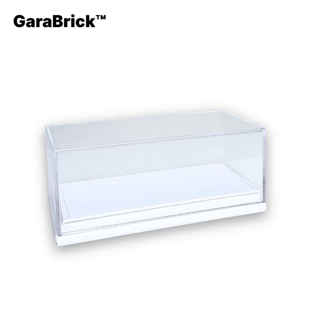 Universal 1/64 Model Car Display Box - Premium Stitched Leatherette Base Acrylic Protector Case (Single Slot)
