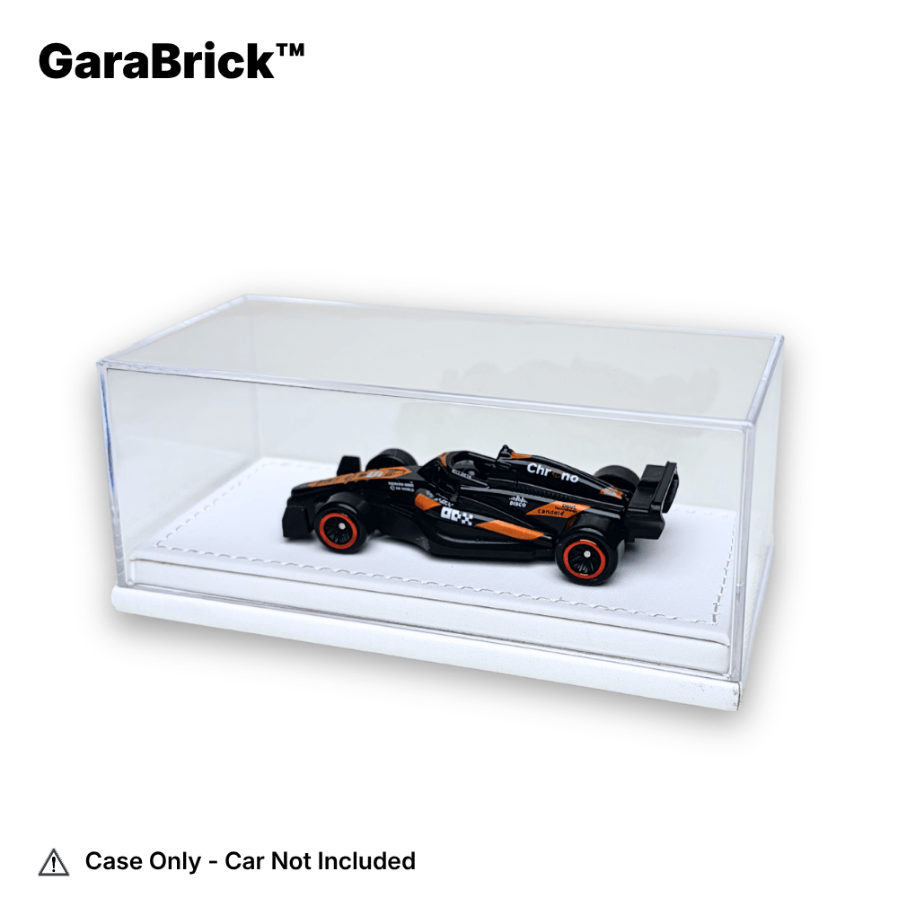 Universal 1/64 Model Car Display Box - Premium Stitched Leatherette Base Acrylic Protector Case (Single Slot)