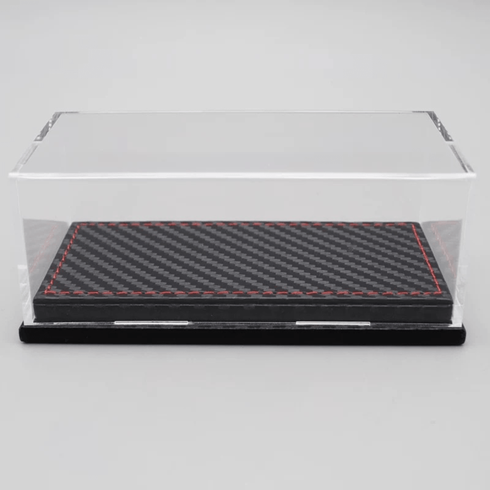 Universal 1/64 Model Car Display Box - Premium Stitched Leatherette Base Acrylic Protector Case (Single Slot)