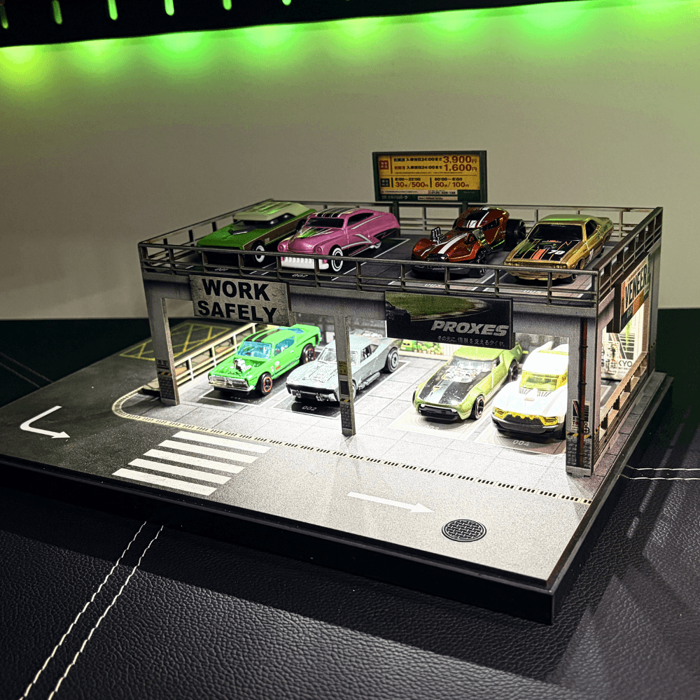 GaraBrick™ 1/64 LED Service Workshop, 2-Tier Diecast Repair Garage GaraBrick™ 1/64 LED Service Workshop, 2-Tier Diecast Repair Garage