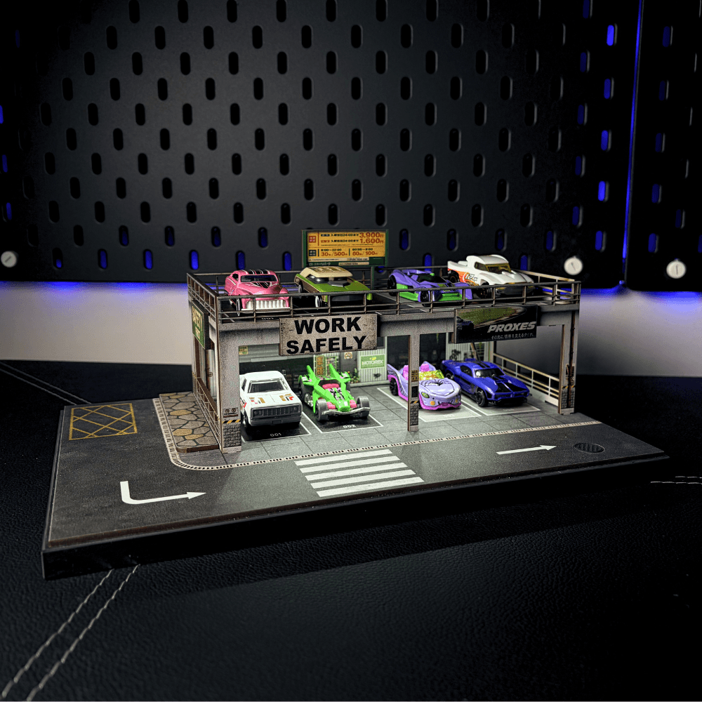 GaraBrick™ 1/64 LED Service Workshop, 2-Tier Diecast Repair Garage & Tuning Hub