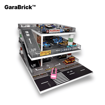 GaraBrick™ 1/64 LED Japanese Multi-Level Parking Lot, 3-Tier JDM Ramp Garage Diorama