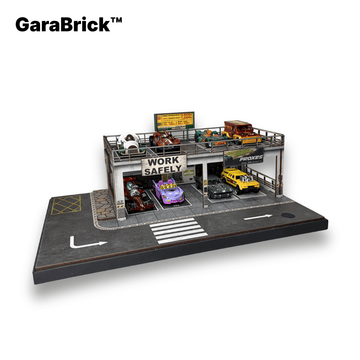 GaraBrick™ 1/64 LED Service Workshop, 2-Tier Diecast Repair Garage & Tuning Hub