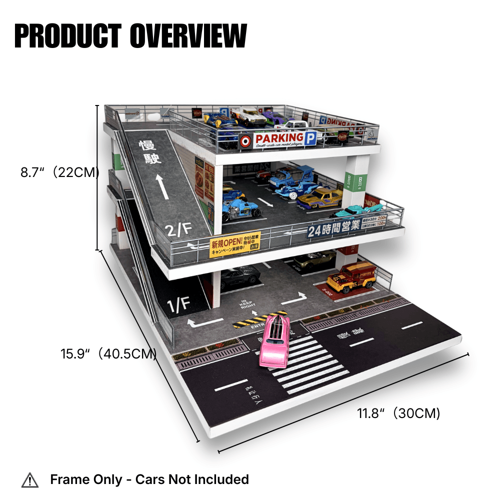 GaraBrick™ 1/64 LED Japanese Multi-Level Parking Lot, 3-Tier JDM Ramp Garage Diorama